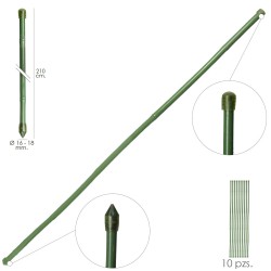 Tutor Varilla Bambú Plastificado Ø 16 - 18 mm. x 210 cm. (Paquete 10 Unidades)