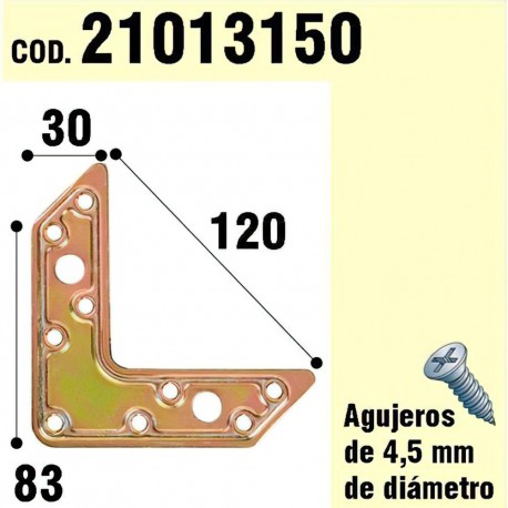 Soporte Para Madera Placa "L" Bicromatado 120 mm.