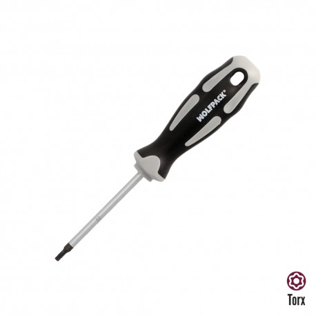 Destornillador Torx Inviolable Acero S2 Mango TPR Bimaterial. Medida T10 x Ø 5,0 x 75 mm.