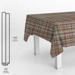 Mantel Hule Rollo Modelo Textil Impermeable Antimanchas PVC 140 cm. x 25 metros. Rollo Recortable. Interior y Exterior