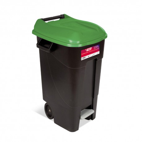 Cubo Residuos 120 L Con Pedal Tapa Verde